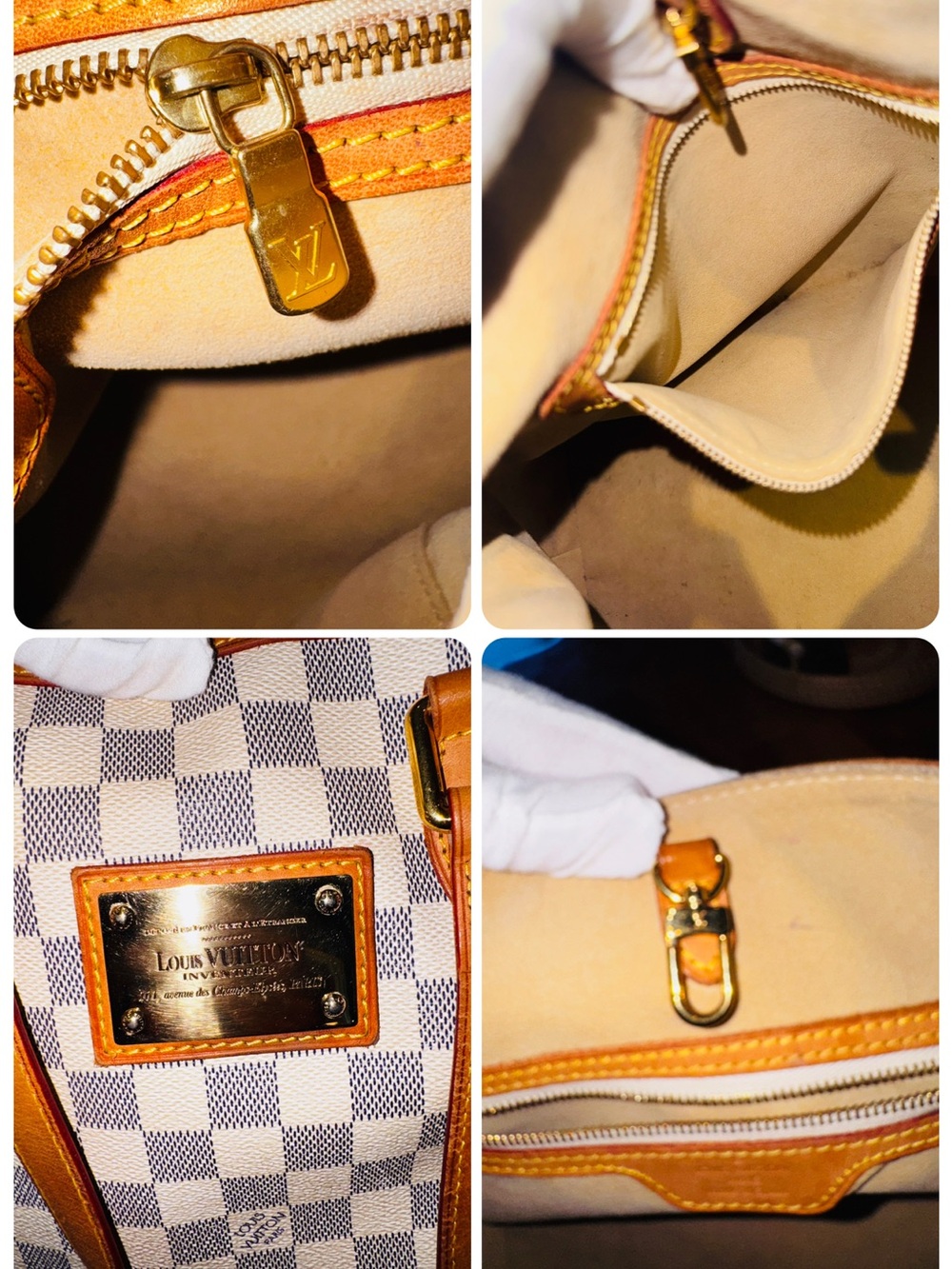 Authentic Louis Vuitton Damier Azur Hampstead PM Hand Bag 2009 Spain White - Picture 11 of 17